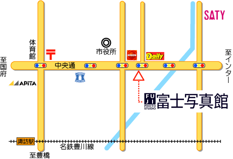 愛知県豊川市：富士写真館の地図
